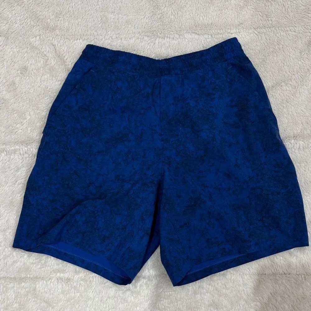 Lululemon Pace Breaker Blue Patterned Mens Shorts